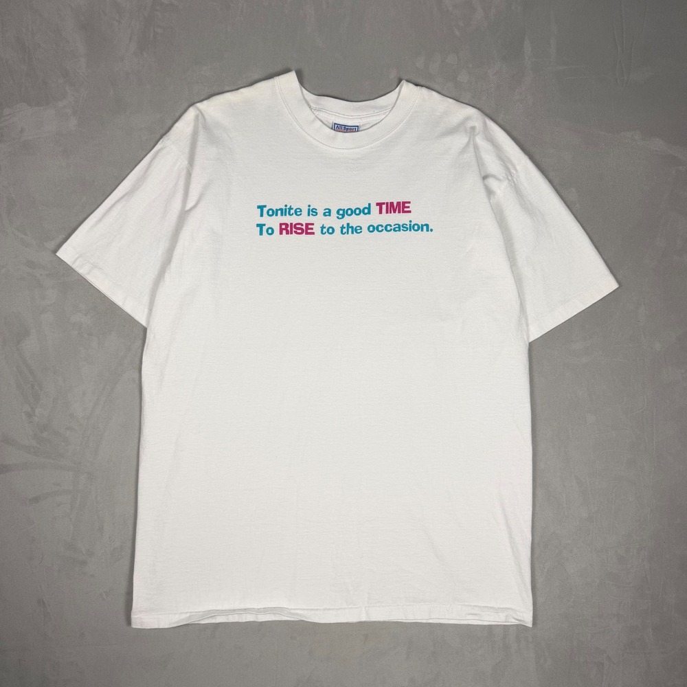 90s Mens All Sport Rise To The Occasion Graphic T-Shirt White XL